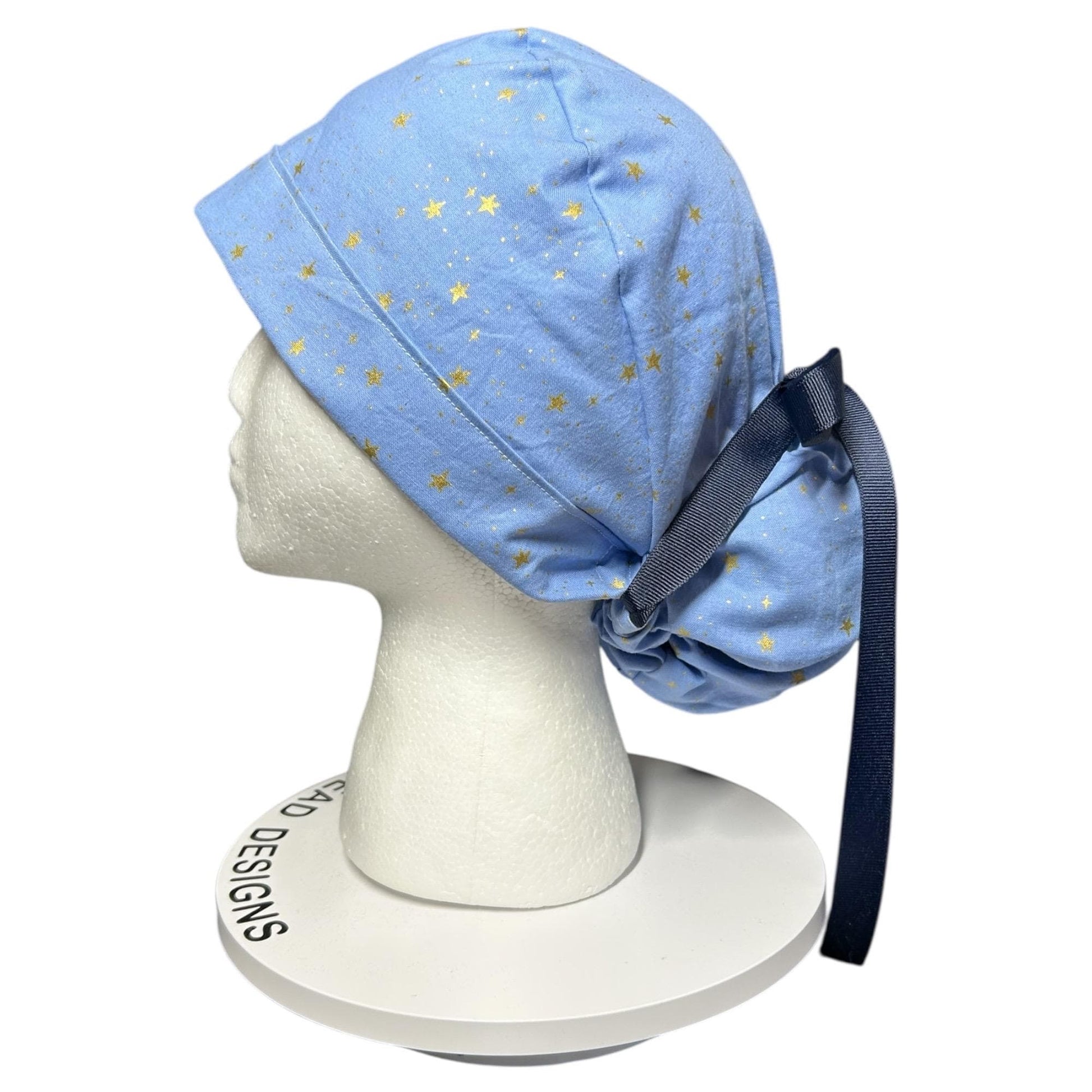 Rifle Paper Co Women's Scrub cap, Primavera Blue Stars with ribbon ties