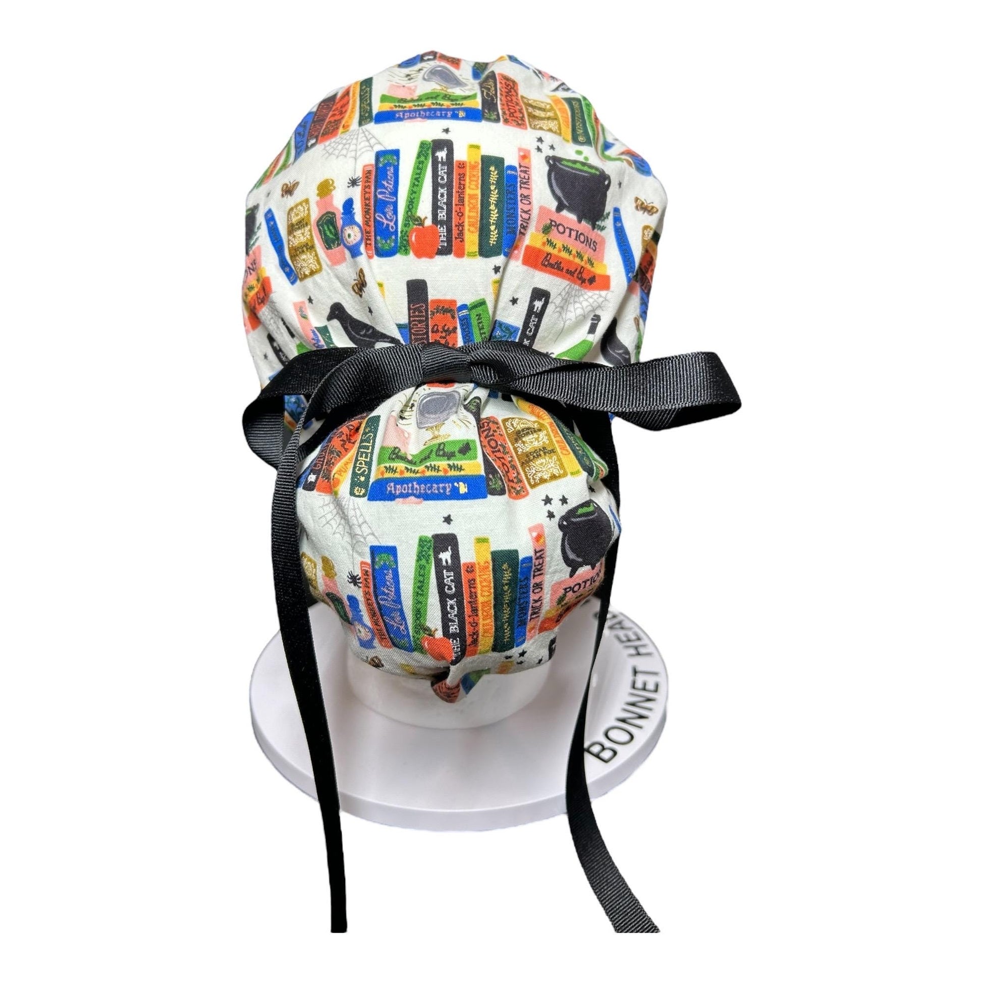 Rifle Paper Co. Halloween Ponytail Scrub Hat: Spooky Book Print