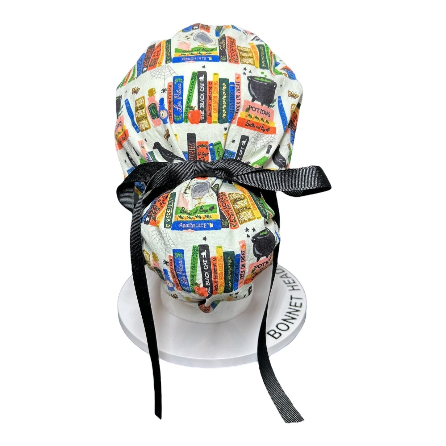 Rifle Paper Co. Halloween Ponytail Scrub Hat: Spooky Book Print