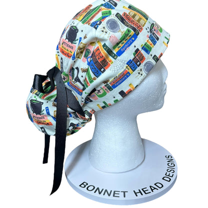 Rifle Paper Co. Halloween Ponytail Scrub Hat: Spooky Book Print