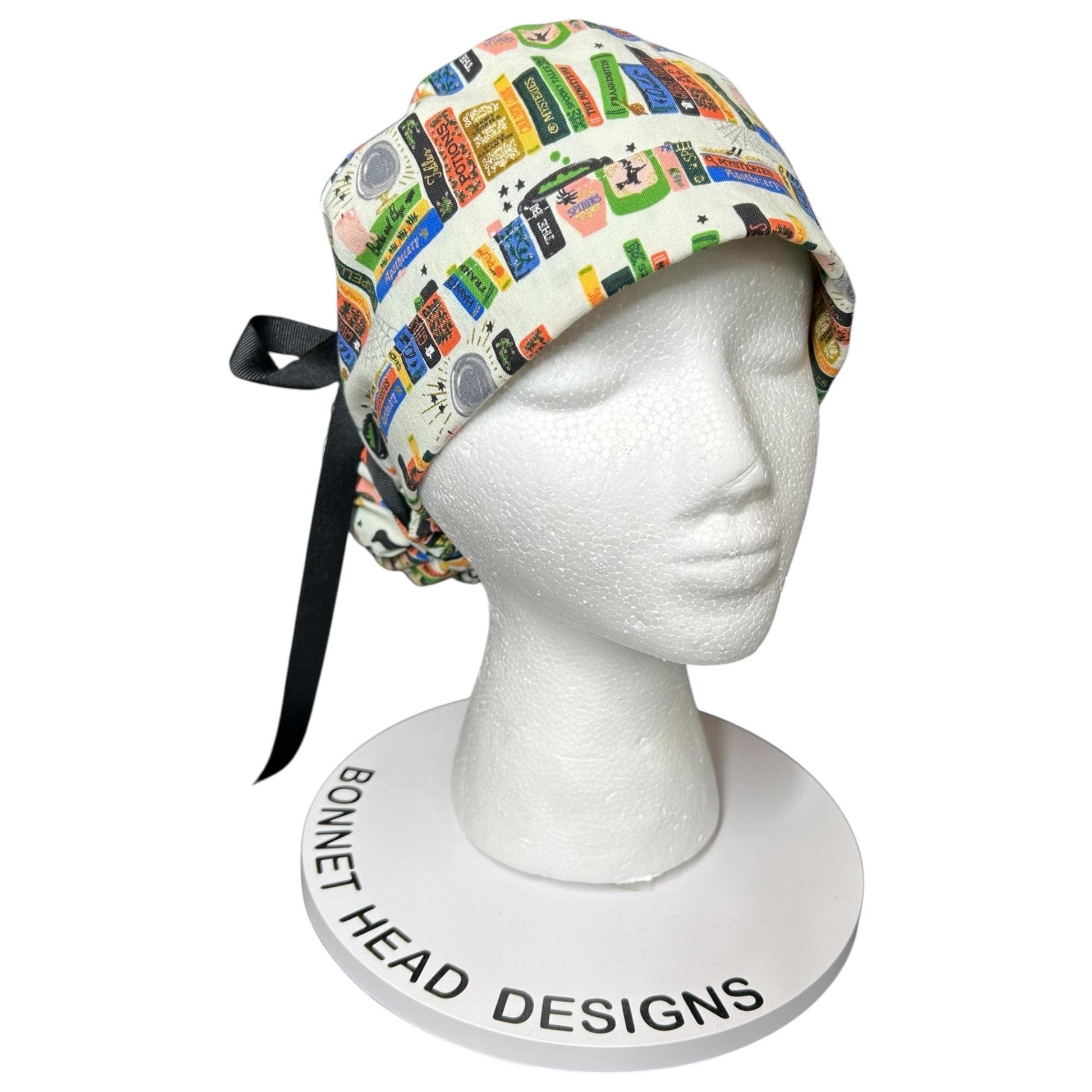 Rifle Paper Co. Halloween Ponytail Scrub Hat: Spooky Book Print