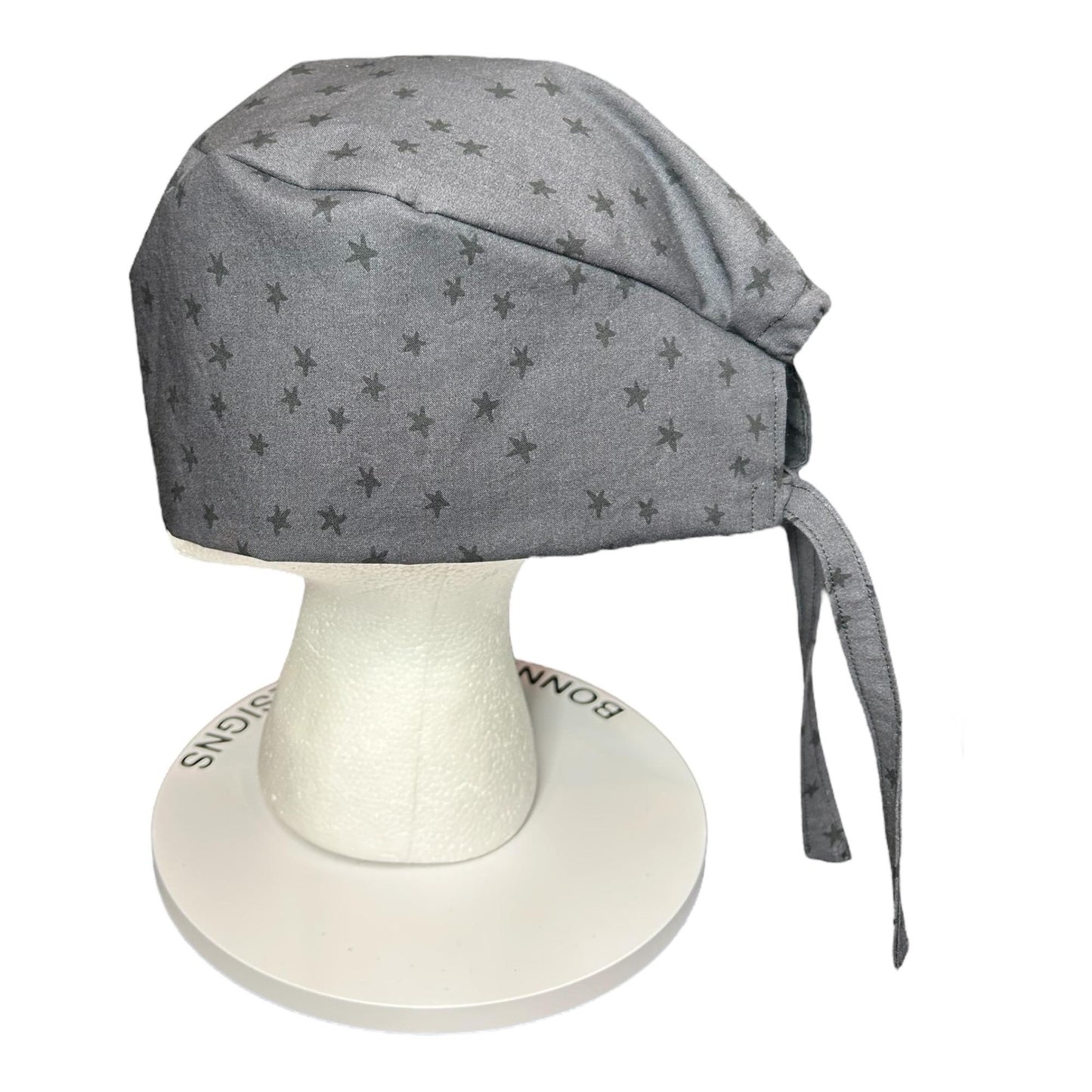 Star Print Surgeon Scrub Hat: Charcoal Gray Men's Scrub Cap