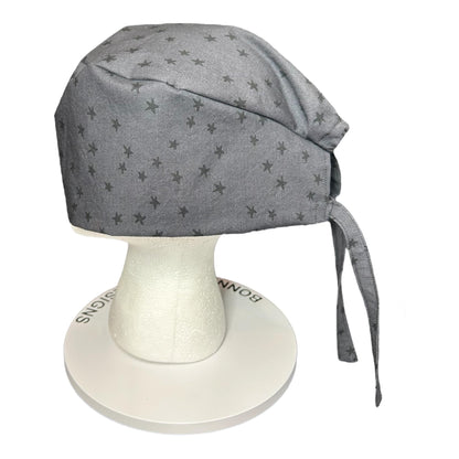 Star Print Surgeon Scrub Hat: Charcoal Gray Men's Scrub Cap