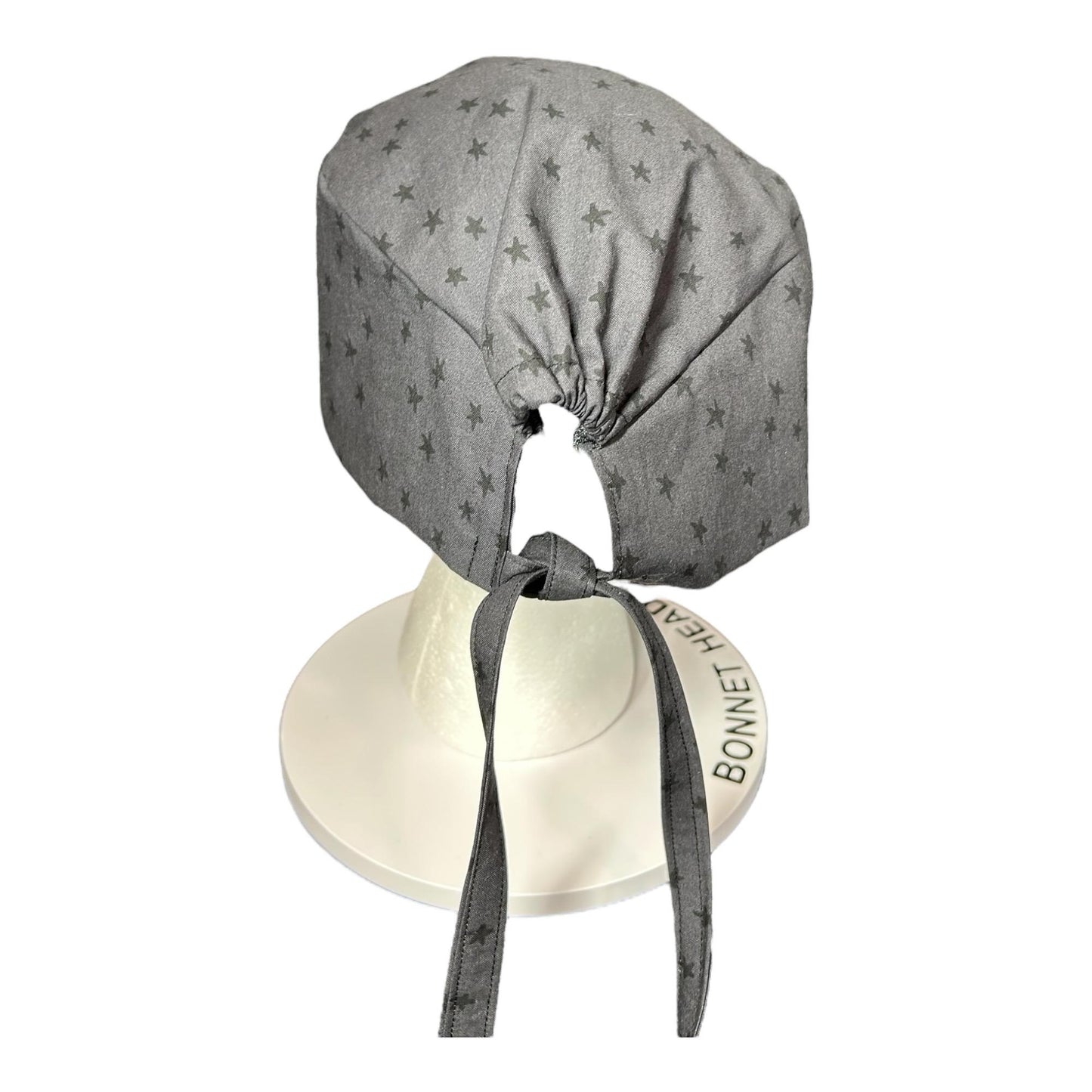 Star Print Surgeon Scrub Hat: Charcoal Gray Men's Scrub Cap