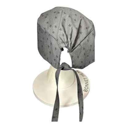 Star Print Surgeon Scrub Hat: Charcoal Gray Men's Scrub Cap