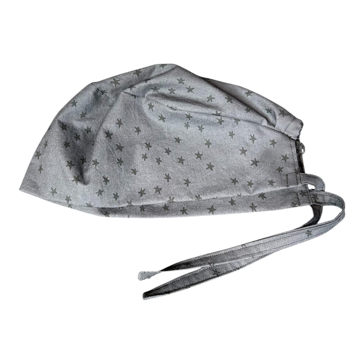 Star Print Surgeon Scrub Hat: Charcoal Gray Men's Scrub Cap