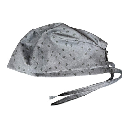 Star Print Surgeon Scrub Hat: Charcoal Gray Men's Scrub Cap