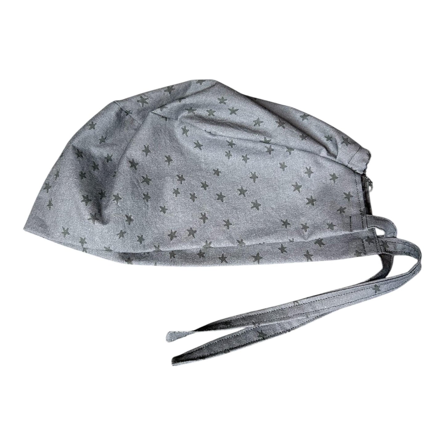 Star Print Surgeon Scrub Hat: Charcoal Gray Men's Scrub Cap