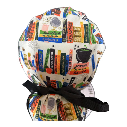 Rifle Paper Co. Halloween Ponytail Scrub Hat: Spooky Book Print