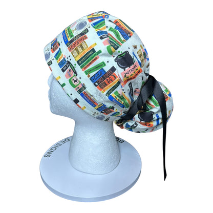 Rifle Paper Co. Halloween Ponytail Scrub Hat: Spooky Book Print