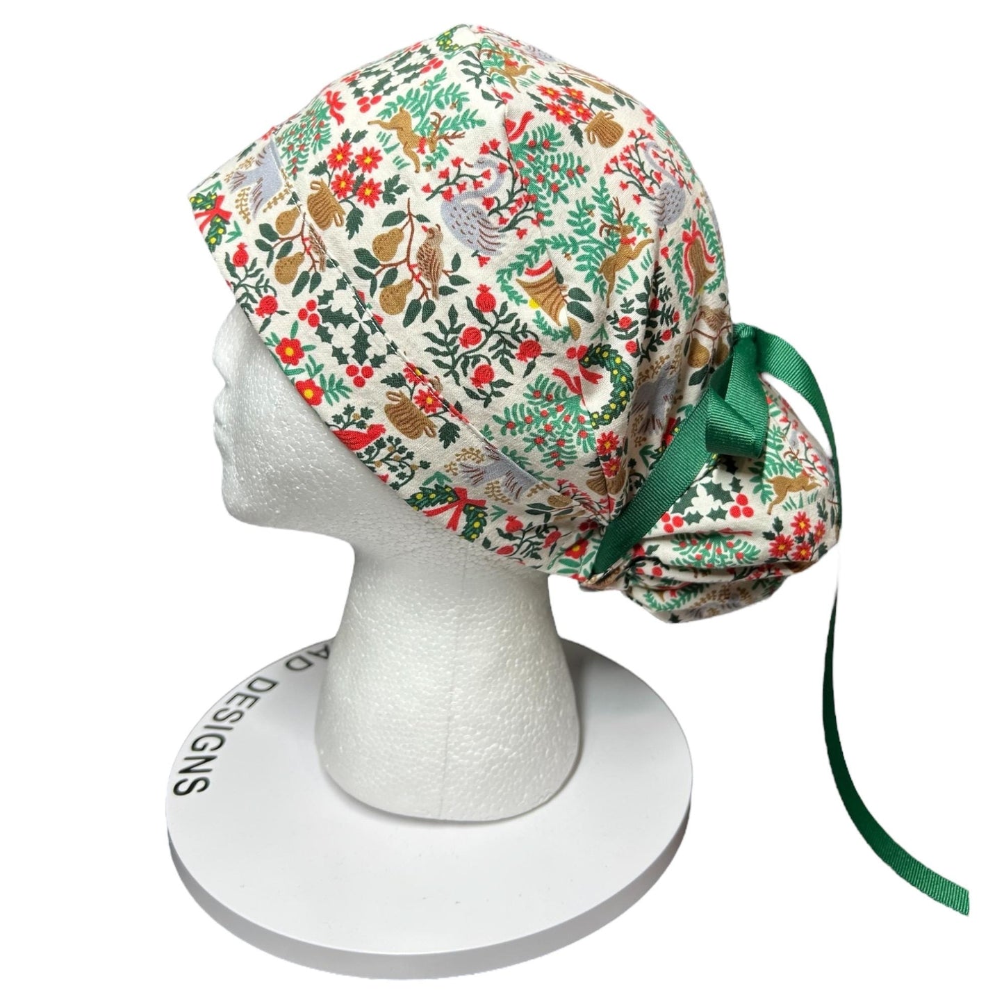 Christmas Scrub Cap: Holiday Tapestry Ponytail Surgical Hat