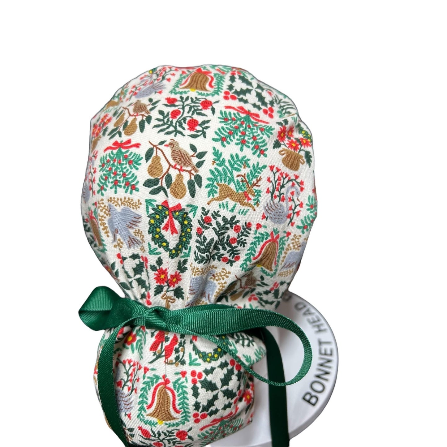 Christmas Scrub Cap: Holiday Tapestry Ponytail Surgical Hat