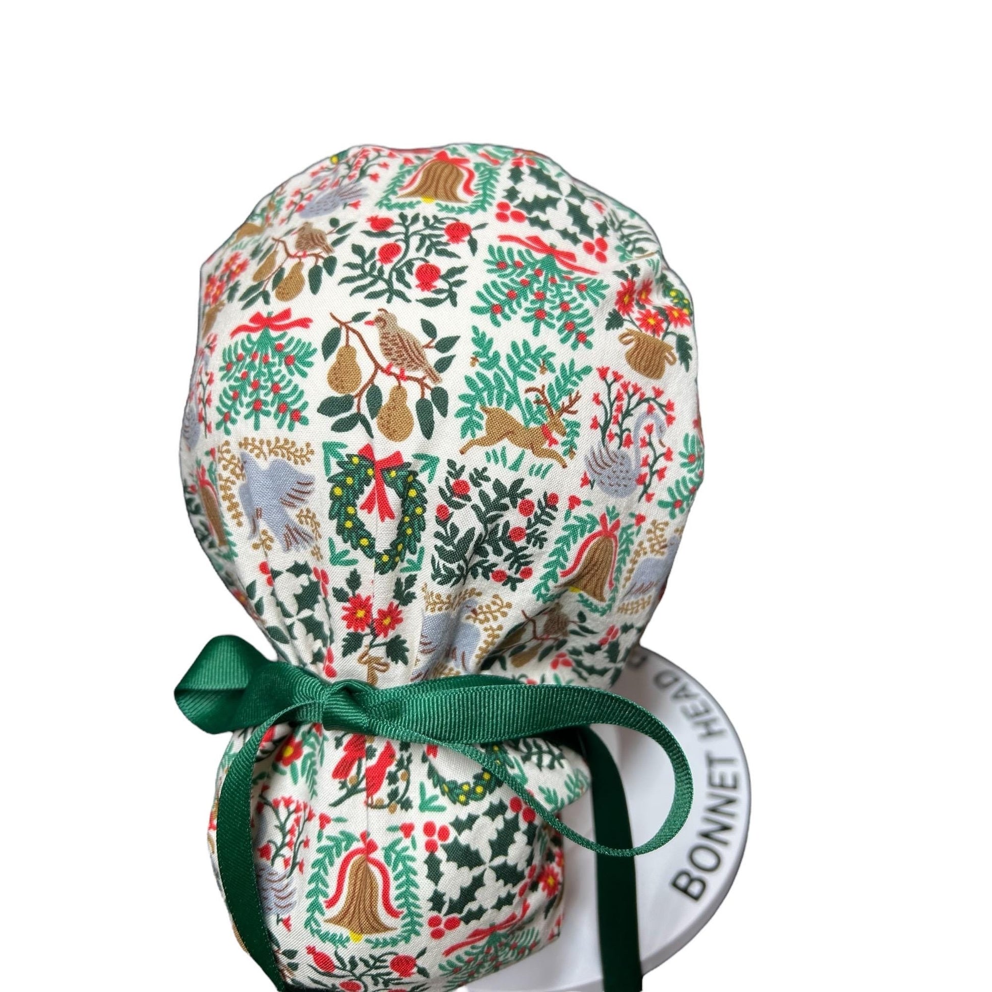 Christmas Scrub Cap: Holiday Tapestry Ponytail Surgical Hat