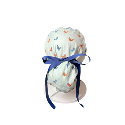 Winter Snow Birds Ponytail Scrub Cap: Women's Cinch Tie Hat