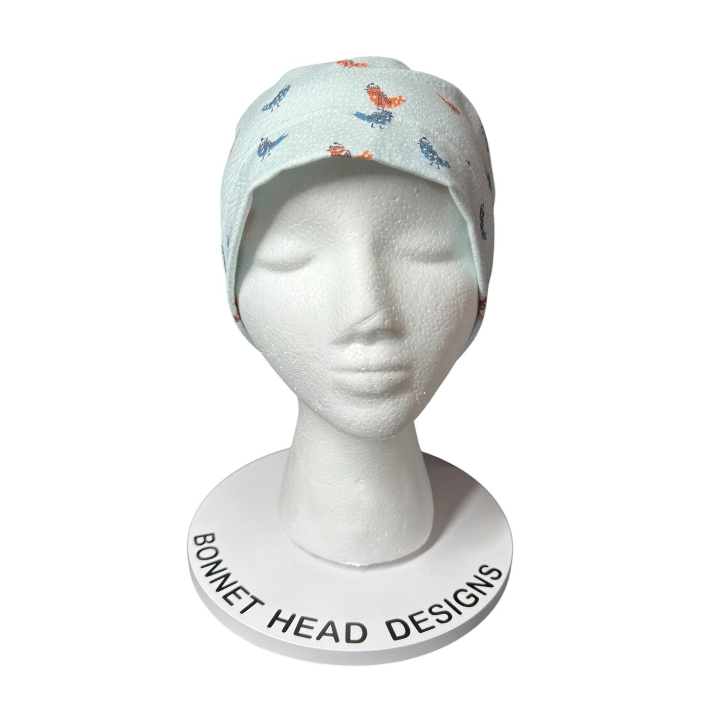 Winter Snow Birds Ponytail Scrub Cap: Women's Cinch Tie Hat