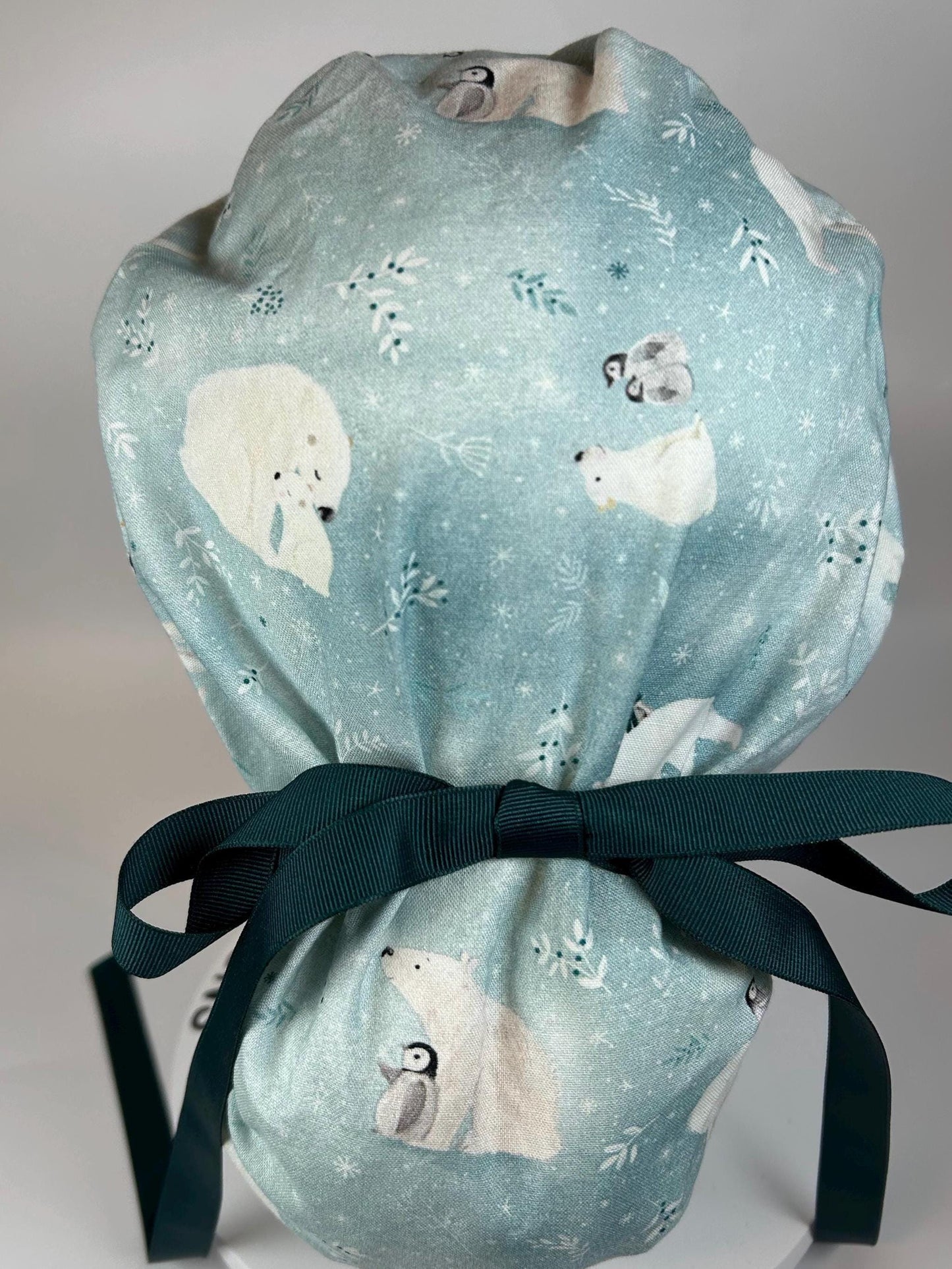 Scrub cap for women: Polar Bear Penguin Ponytail Hat