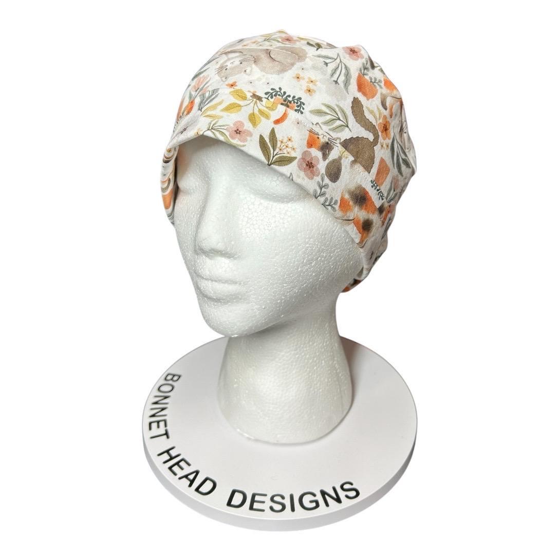 Cats and Plants Ponytail Scrub Cap | Cute scrub hat for cat lovers