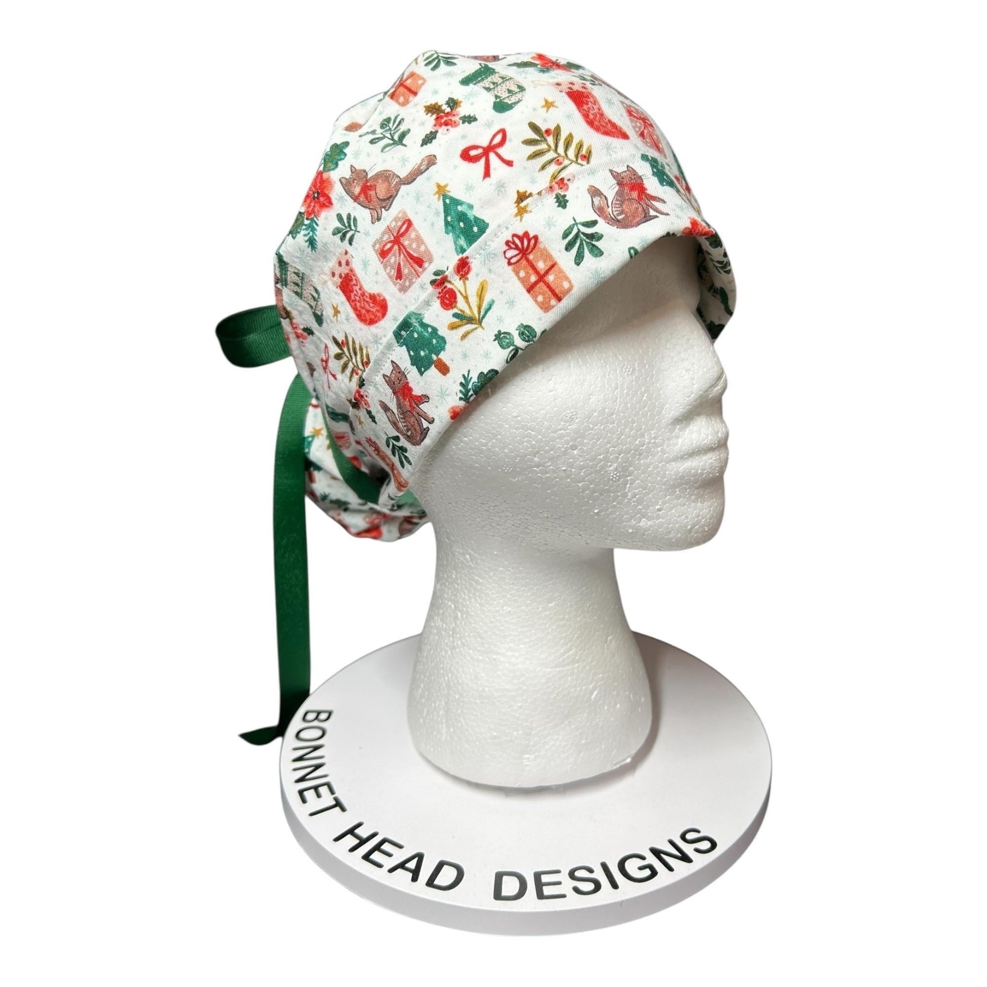 Christmas Cats ponytail scrub hat, scrub caps for women