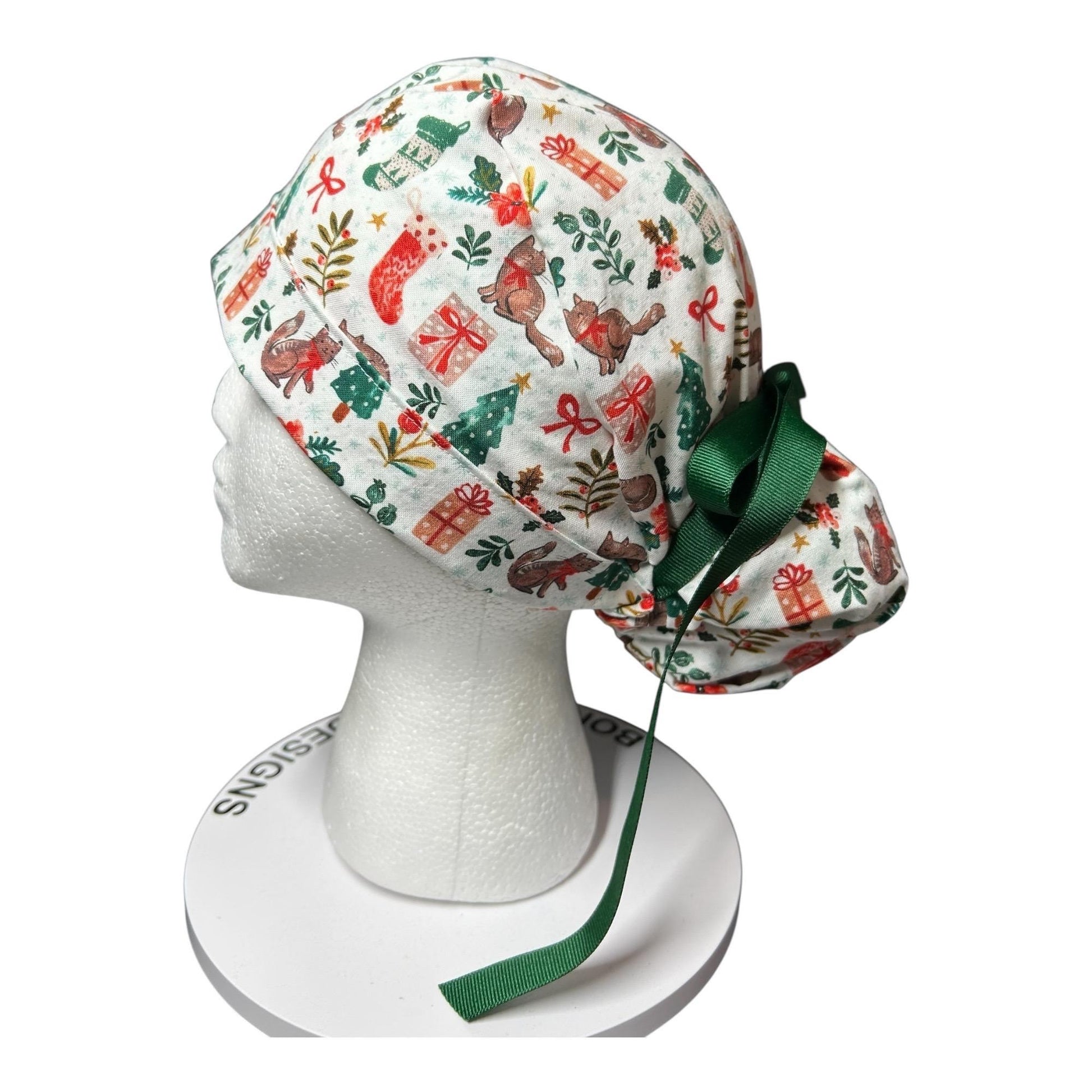 Christmas Cats ponytail scrub hat, scrub caps for women