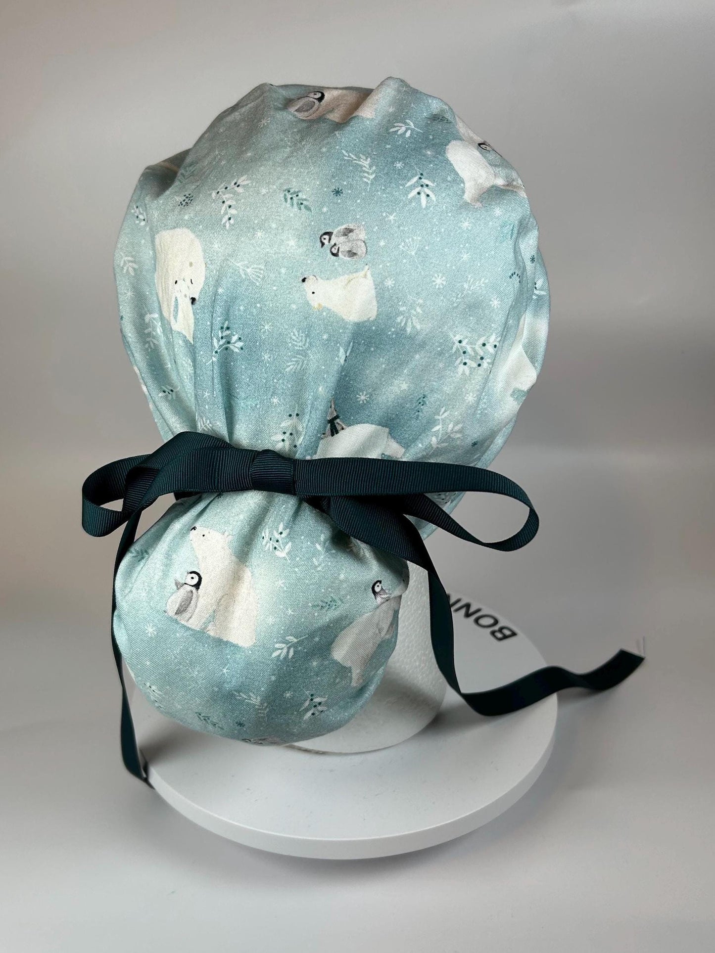 Scrub cap for women: Polar Bear Penguin Ponytail Hat
