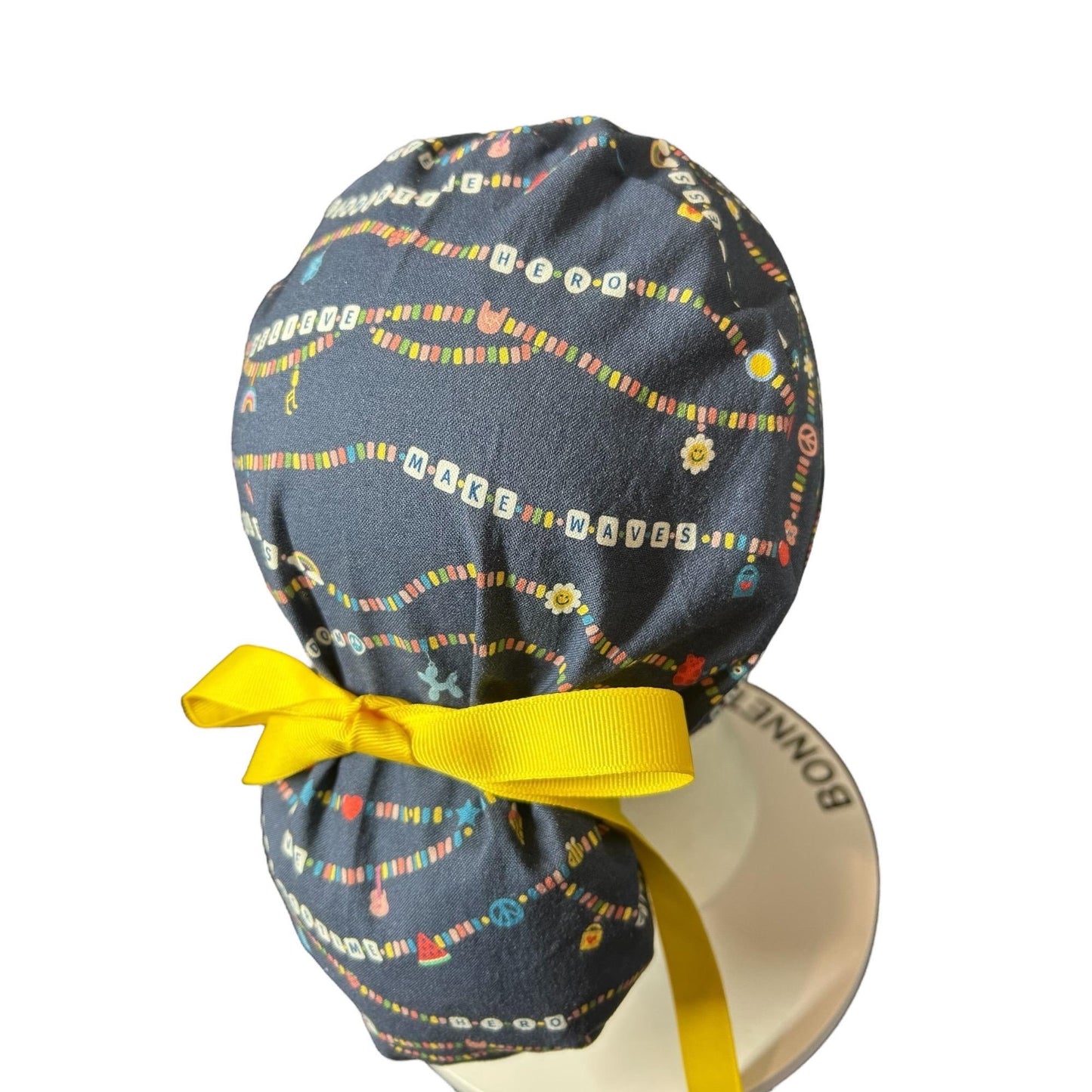 Friendship Bracelet Ponytail Scrub Cap for doctors: Satin Lining Option