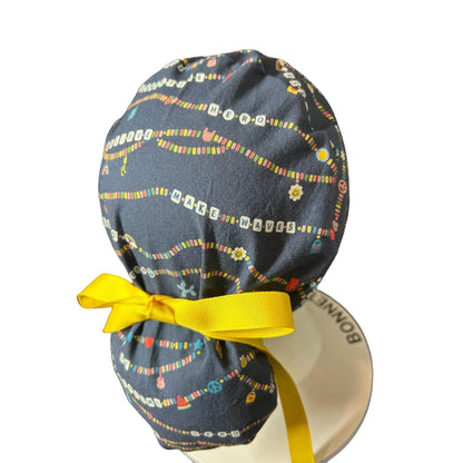 Friendship Bracelet Ponytail Scrub Cap for doctors: Satin Lining Option