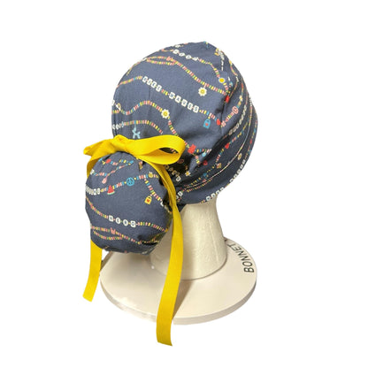 Friendship Bracelet Ponytail Scrub Cap for doctors: Satin Lining Option