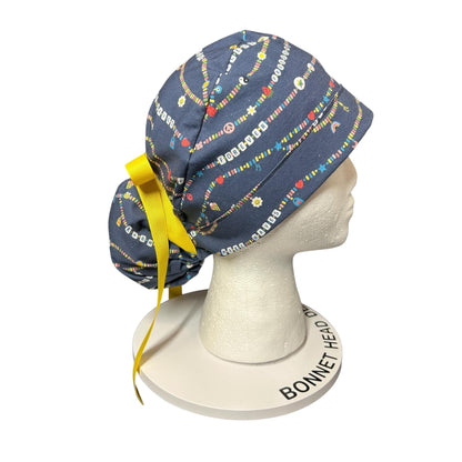 Friendship Bracelet Ponytail Scrub Cap for doctors: Satin Lining Option