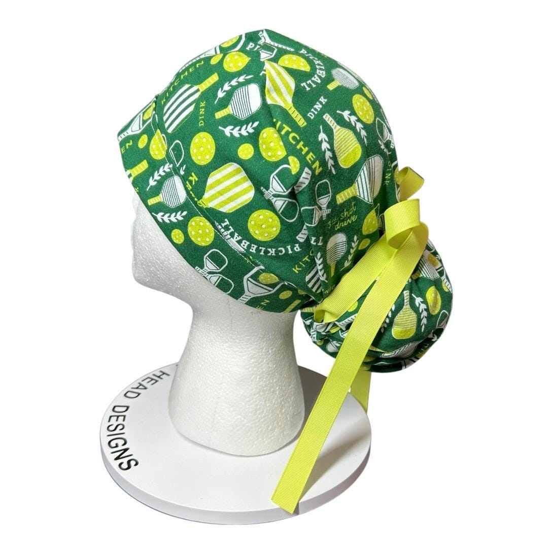 Scrub Caps for Women Pickle Ball | satin lining and mask buttons optional