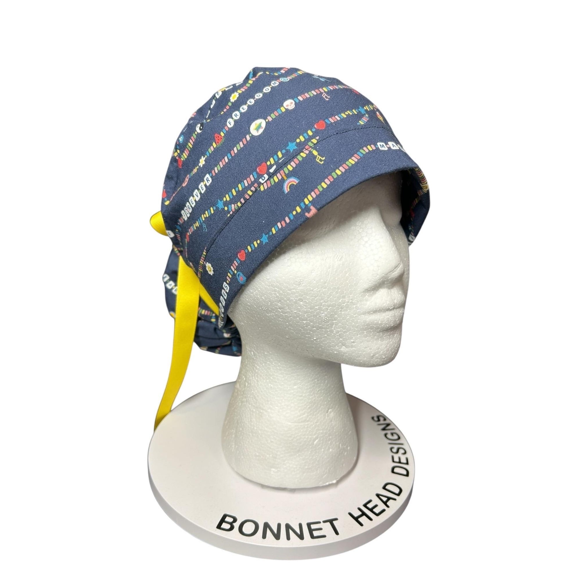 Friendship Bracelet Ponytail Scrub Cap for doctors: Satin Lining Option