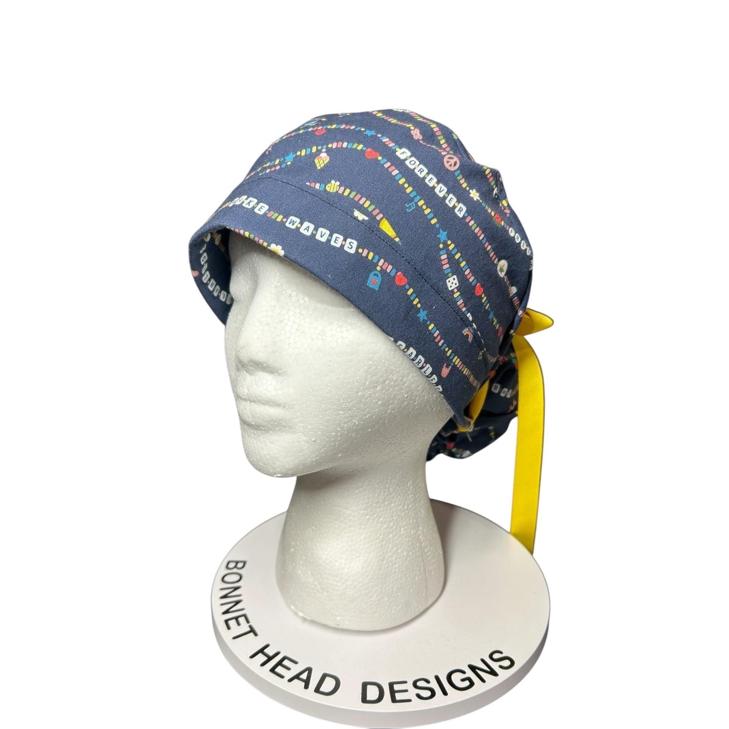Friendship Bracelet Ponytail Scrub Cap for doctors: Satin Lining Option