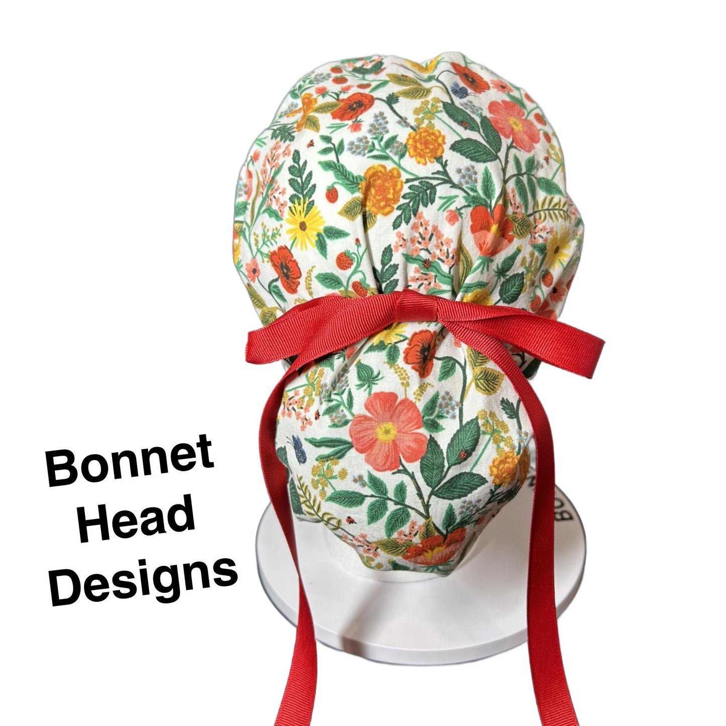 Floral print scrub cap, Rifle Paper Co fabric scrub hat, Camont floral scrub cap, Bonnet Head Designs