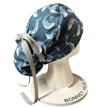 Gray Whale Ponytail Scrub Cap: Rifle Paper Co. Cotton