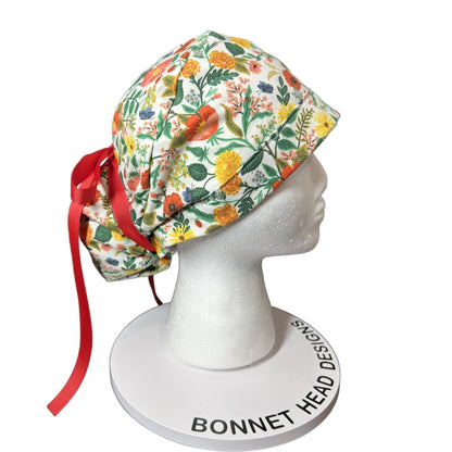 Floral print scrub cap, Rifle Paper Co fabric scrub hat, Camont floral scrub cap, Bonnet Head Designs