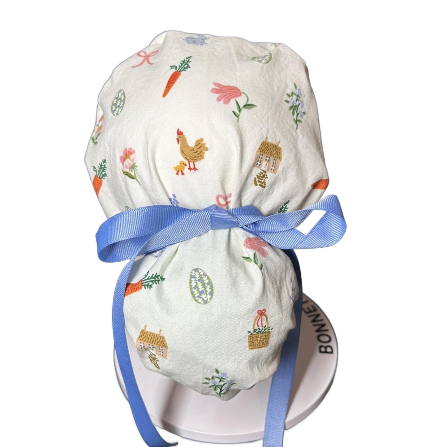 Rifle Paper Co Easter Scrub Cap: Bunny Print Ponytail Hat