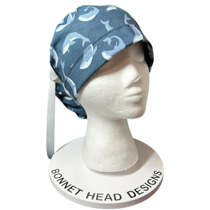 Gray Whale Ponytail Scrub Cap: Rifle Paper Co. Cotton