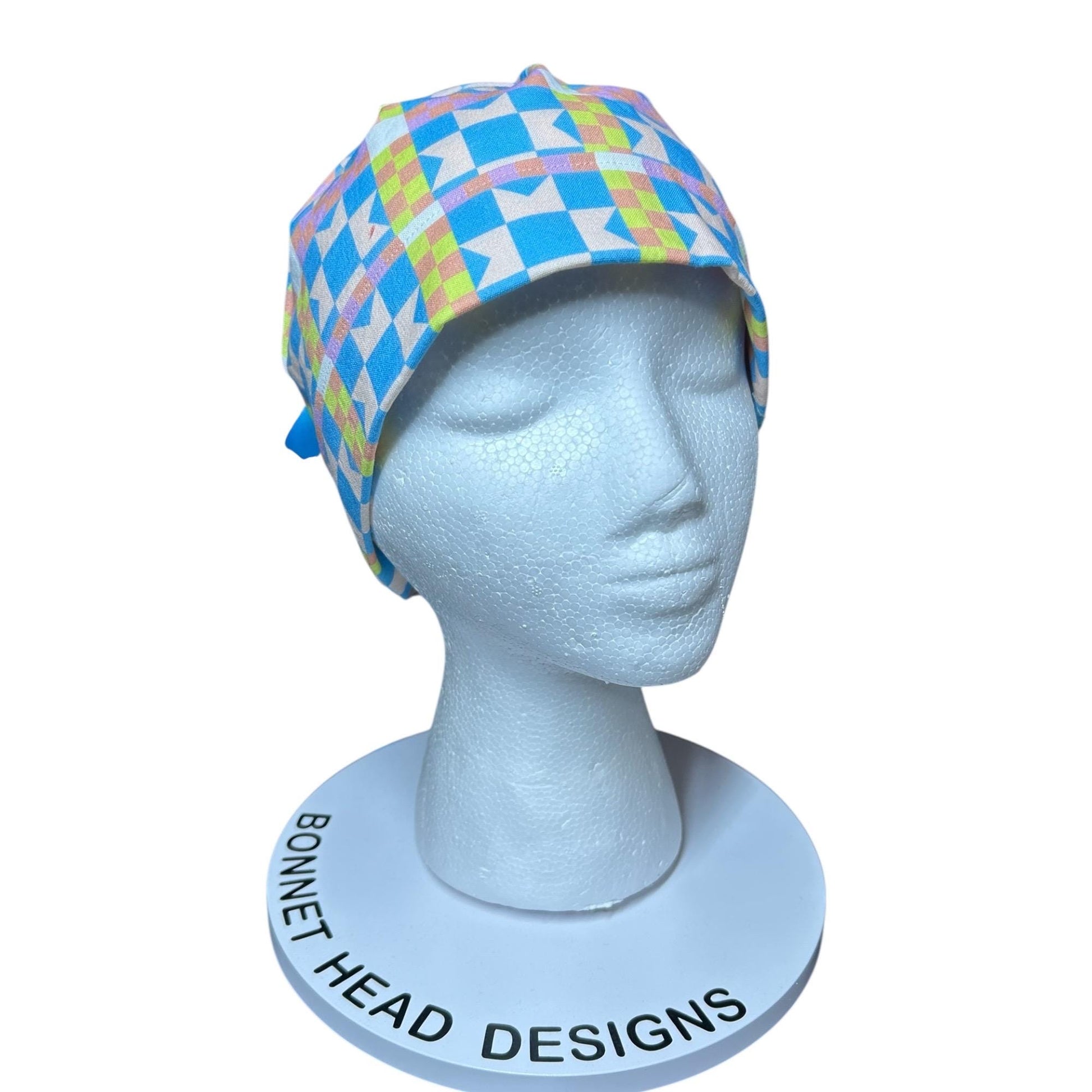 Quilt star Scrub Cap: Women’s Ponytail surgical Hat with satin lining option