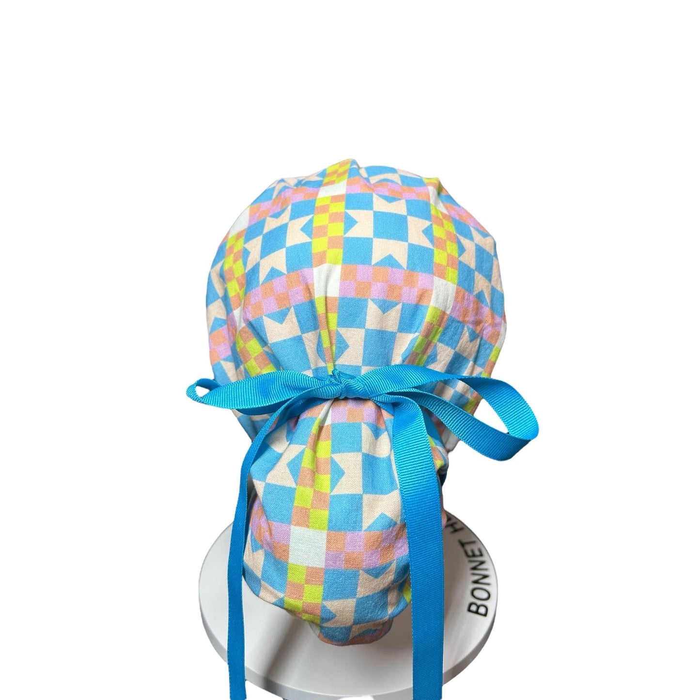 Quilt star Scrub Cap: Women’s Ponytail surgical Hat with satin lining option