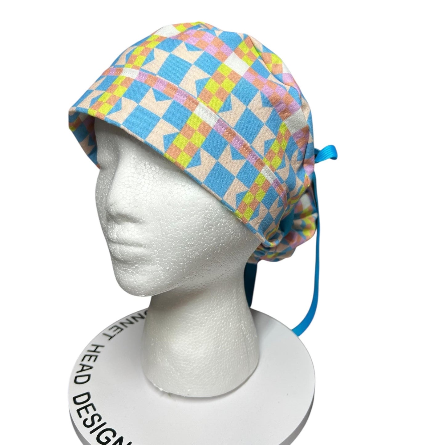 Quilt star Scrub Cap: Women’s Ponytail surgical Hat with satin lining option