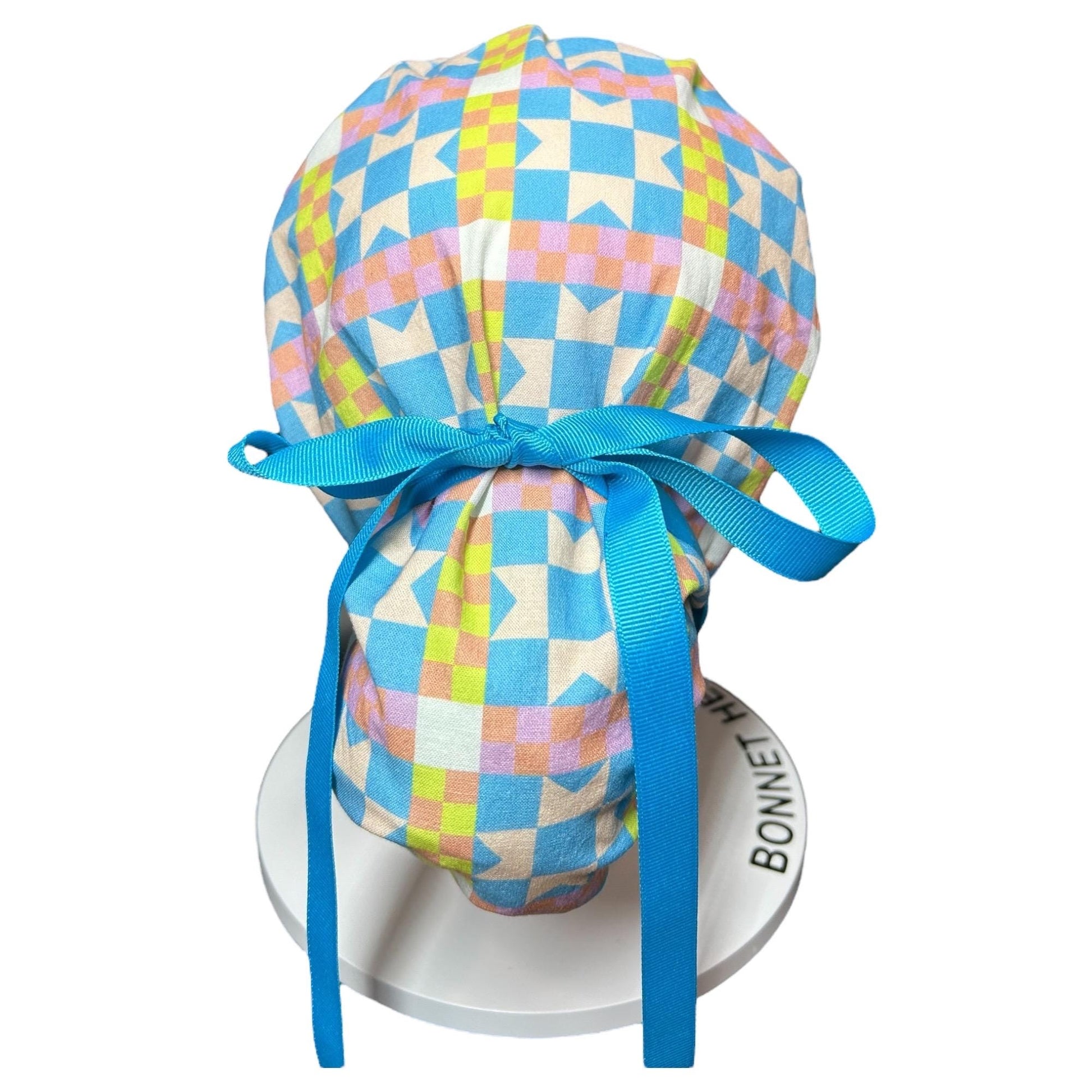 Quilt star Scrub Cap: Women’s Ponytail surgical Hat with satin lining option