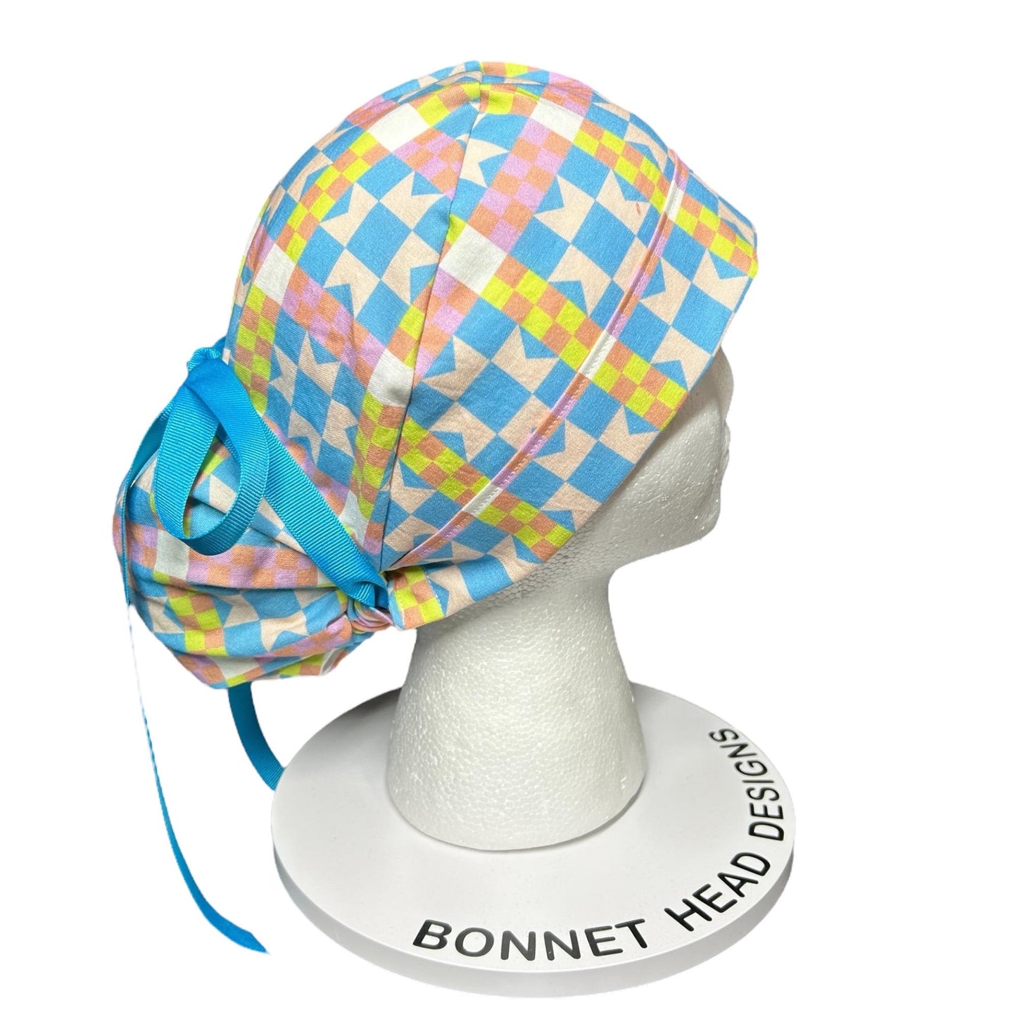 Quilt star Scrub Cap: Women’s Ponytail surgical Hat with satin lining option
