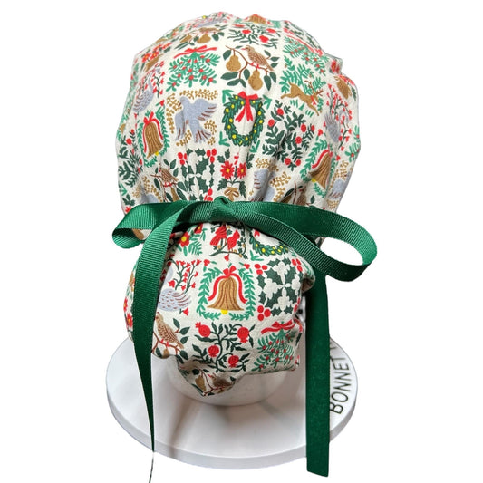 Christmas Scrub Cap: Holiday Tapestry Ponytail Surgical Hat