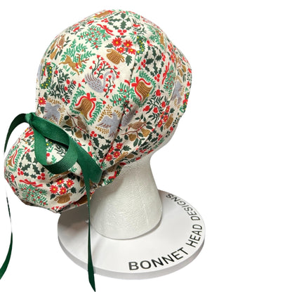 Christmas Scrub Cap: Holiday Tapestry Ponytail Surgical Hat