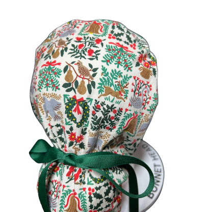 Christmas Scrub Cap: Holiday Tapestry Ponytail Surgical Hat