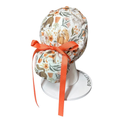 Cats and Plants Ponytail Scrub Cap | Cute scrub hat for cat lovers