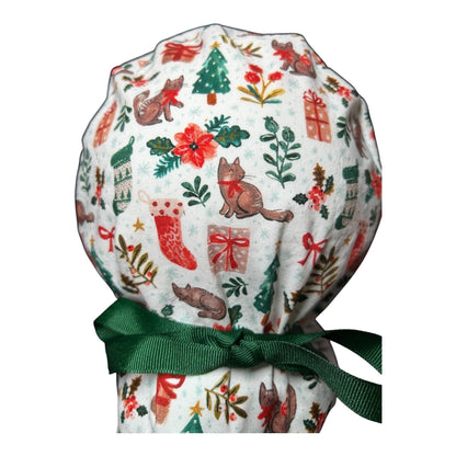 Christmas Cats ponytail scrub hat, scrub caps for women