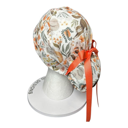 Cats and Plants Ponytail Scrub Cap | Cute scrub hat for cat lovers