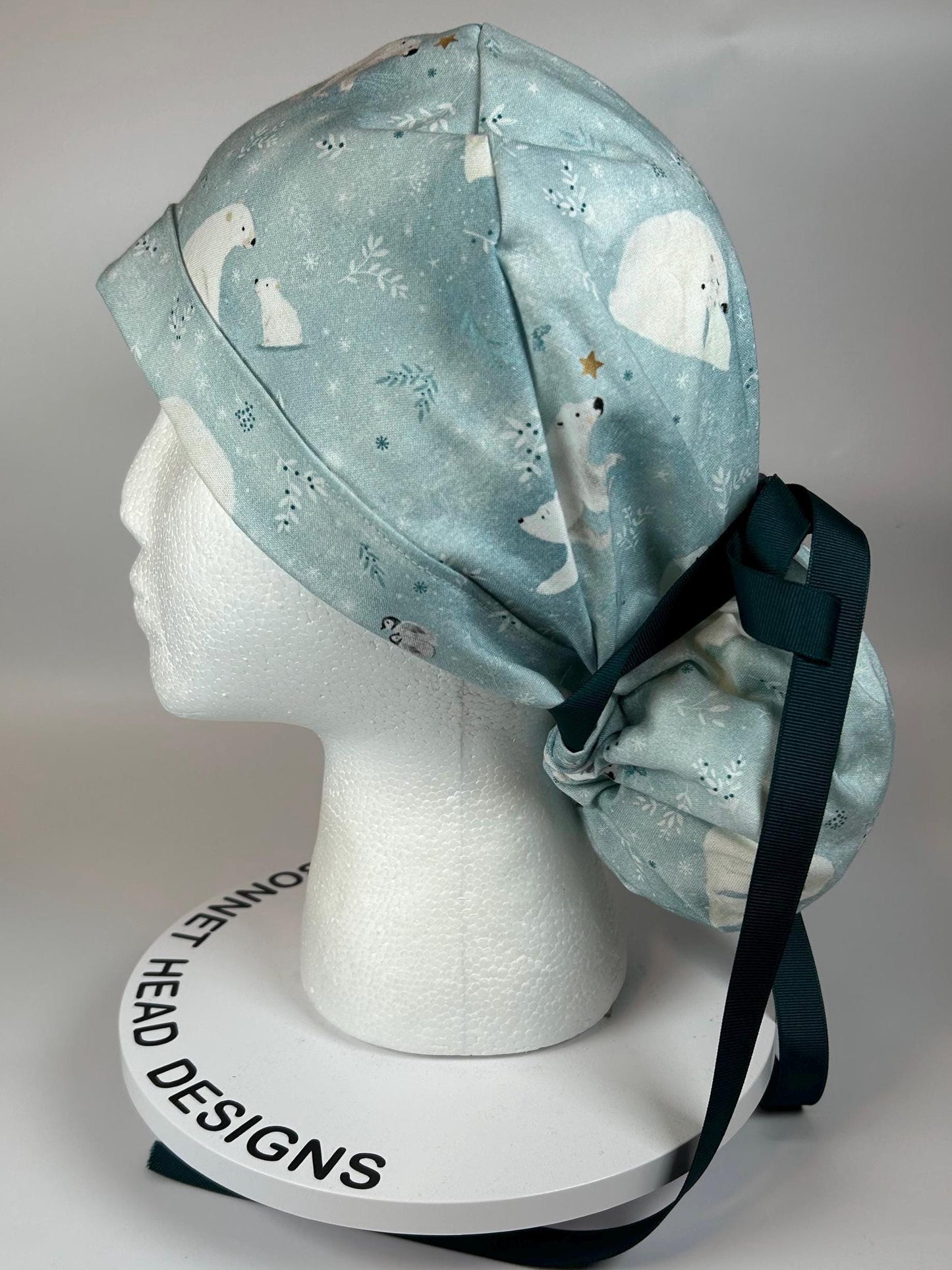 Scrub cap for women: Polar Bear Penguin Ponytail Hat