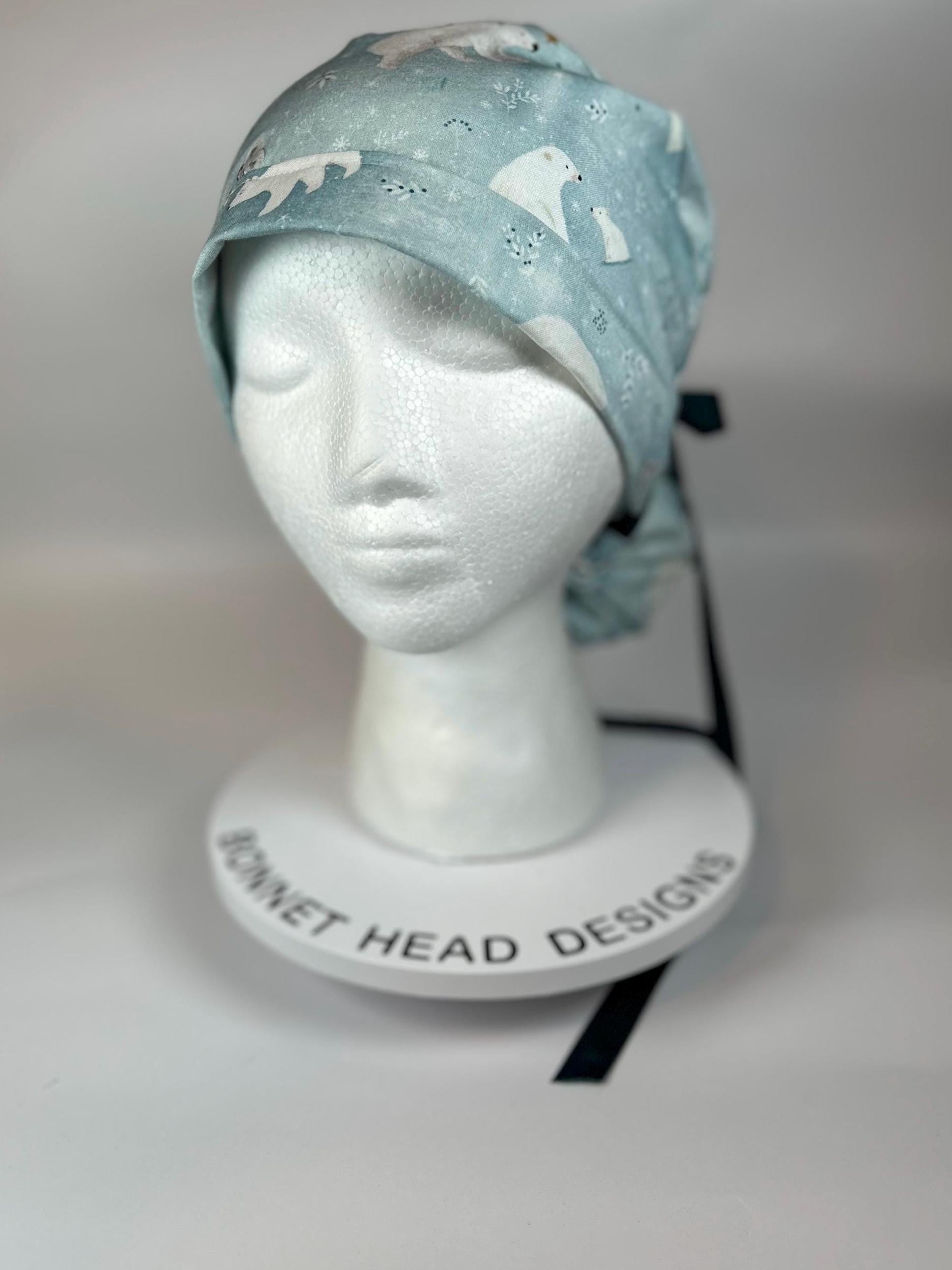 Scrub cap for women: Polar Bear Penguin Ponytail Hat
