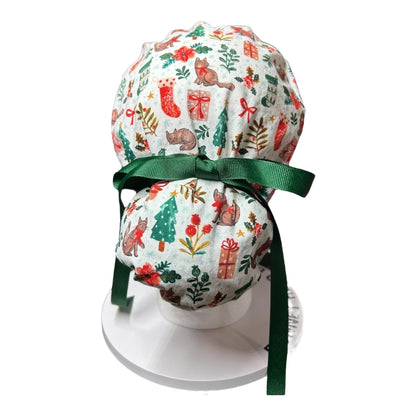 Christmas Cats ponytail scrub hat, scrub caps for women